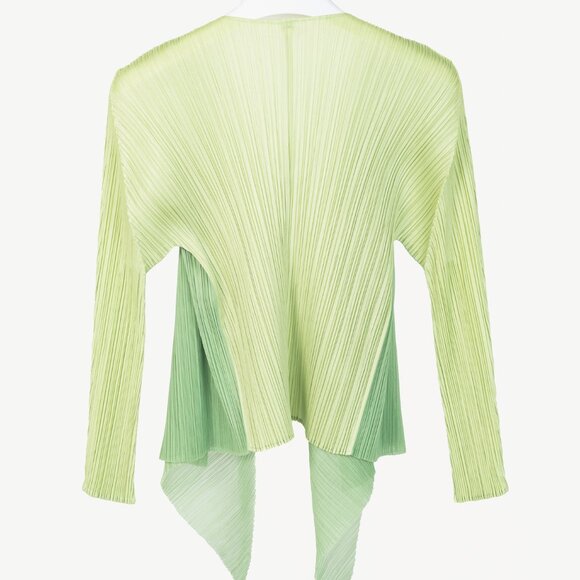 Pleats Please Issey Miyake Pastel-Green Layered Open-Front Cardigan - Picture 2 of 8